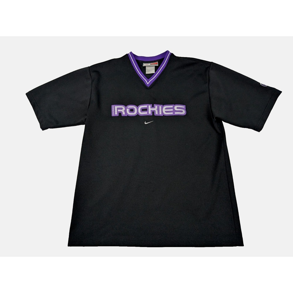 VTG Nike Team Colorado Rockies Jersey Men's XL Black V-Neck MLB